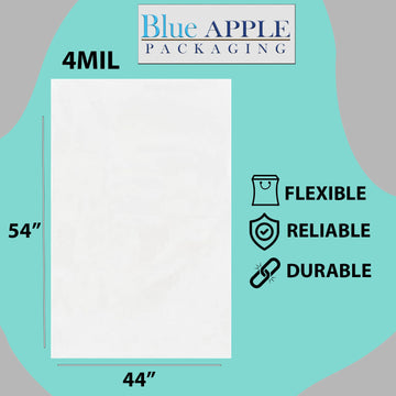 44X54 inches Clear Flat Poly Bags 4Mil Open Top (LDPE)